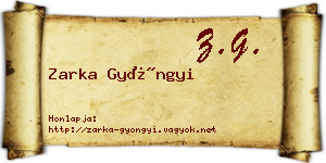 Zarka Gyöngyi névjegykártya